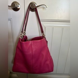 Coach Phoebe Hobo Handbag-Large- Hot Pink-Pebble Leather